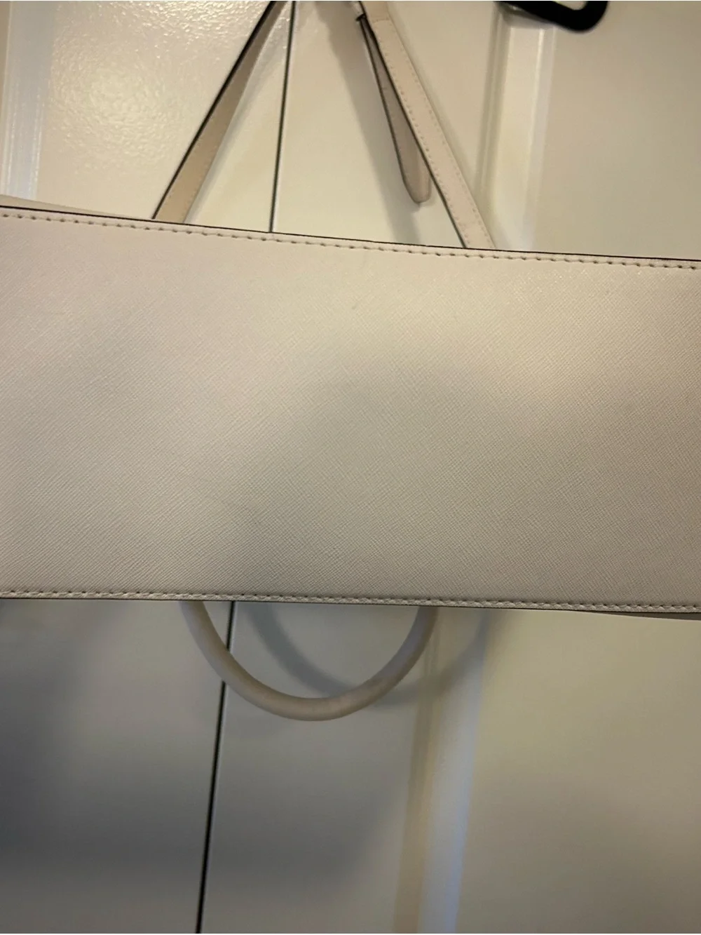 Michael Kors Ivory Leather Satchel with Gold Hardware - Picture 3 of 5
